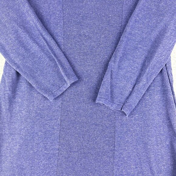 J Jill Linen Blend Tunic Top Womens M Purple Long Side Slits Knit Coastal Boho - Picture 5 of 13